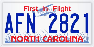 NC license plate AFN2821