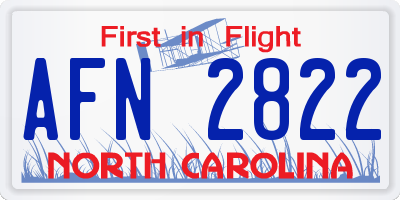 NC license plate AFN2822