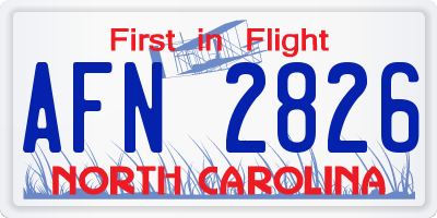 NC license plate AFN2826