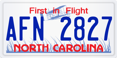 NC license plate AFN2827