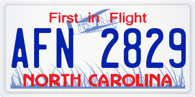 NC license plate AFN2829