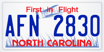 NC license plate AFN2830