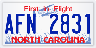 NC license plate AFN2831
