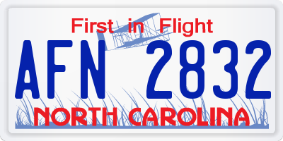 NC license plate AFN2832