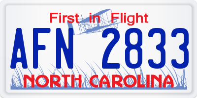 NC license plate AFN2833