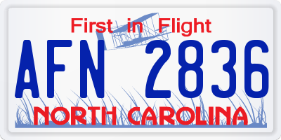 NC license plate AFN2836