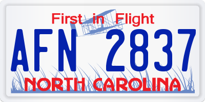 NC license plate AFN2837