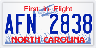 NC license plate AFN2838