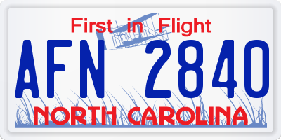 NC license plate AFN2840