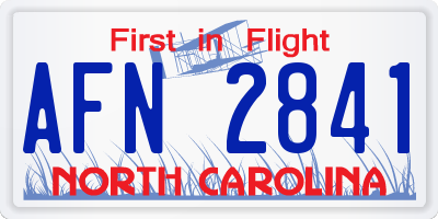 NC license plate AFN2841