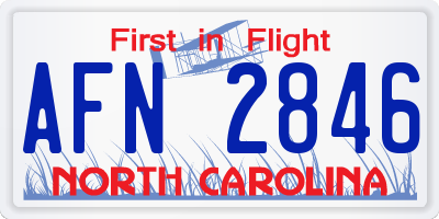 NC license plate AFN2846