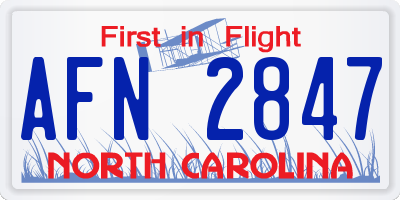 NC license plate AFN2847