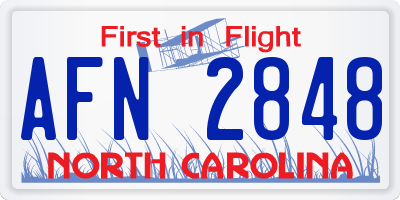 NC license plate AFN2848