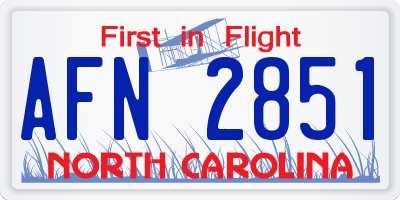 NC license plate AFN2851