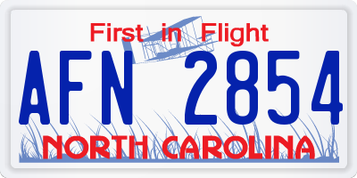 NC license plate AFN2854