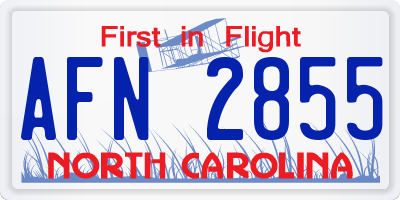 NC license plate AFN2855