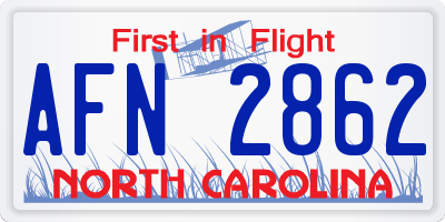 NC license plate AFN2862