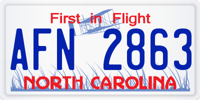 NC license plate AFN2863