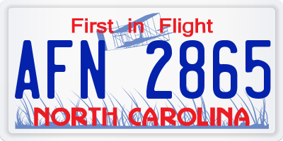 NC license plate AFN2865