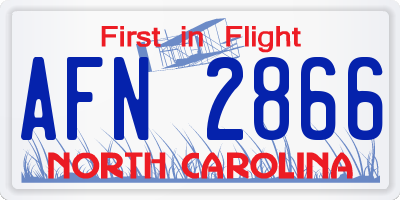 NC license plate AFN2866
