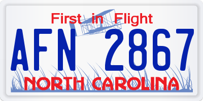 NC license plate AFN2867