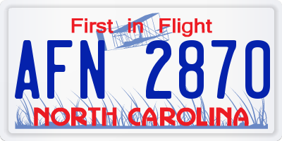 NC license plate AFN2870