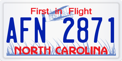 NC license plate AFN2871