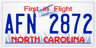 NC license plate AFN2872
