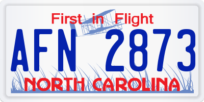 NC license plate AFN2873