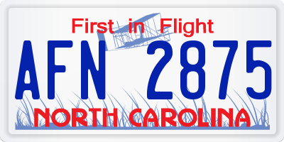 NC license plate AFN2875