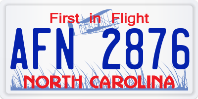 NC license plate AFN2876