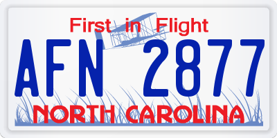 NC license plate AFN2877