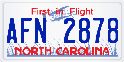 NC license plate AFN2878