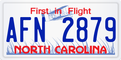 NC license plate AFN2879