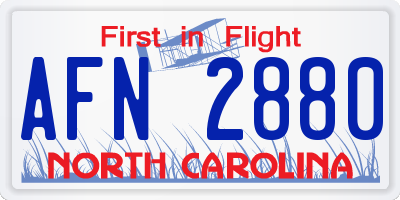 NC license plate AFN2880