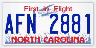 NC license plate AFN2881