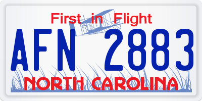 NC license plate AFN2883
