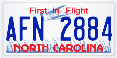 NC license plate AFN2884