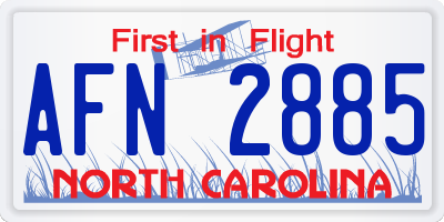 NC license plate AFN2885