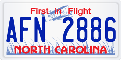 NC license plate AFN2886