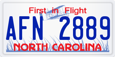 NC license plate AFN2889