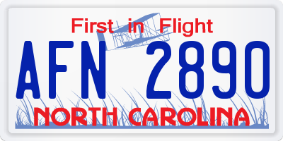NC license plate AFN2890
