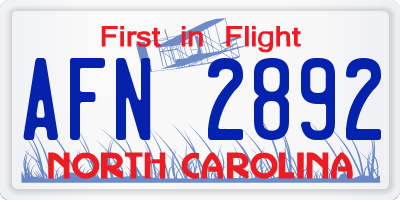 NC license plate AFN2892
