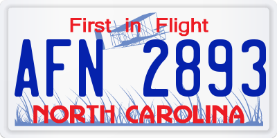 NC license plate AFN2893