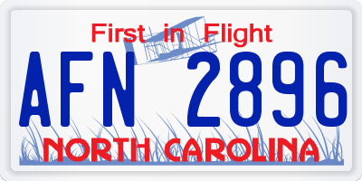 NC license plate AFN2896