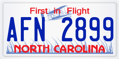NC license plate AFN2899