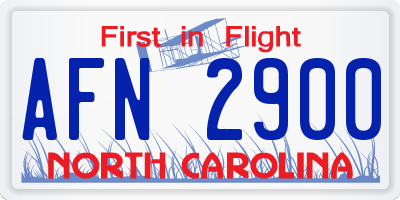 NC license plate AFN2900
