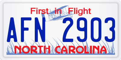 NC license plate AFN2903