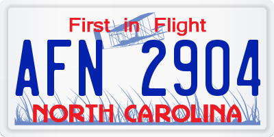 NC license plate AFN2904