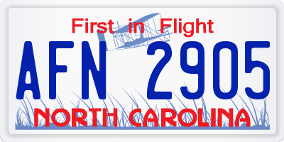 NC license plate AFN2905